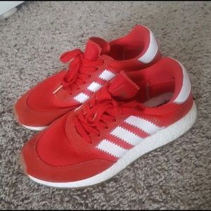 Adidas iniki red with gum sole
